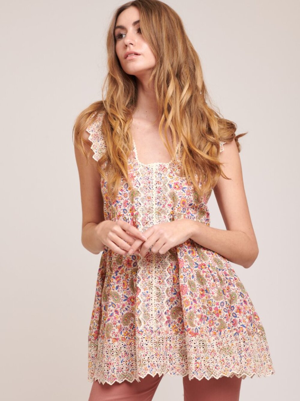 Etro Floral Printed Babydoll Top Size 46